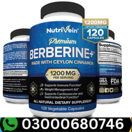 Nutrivein Premium Berberine HCL 1200mg Plus Organic Ceylon Cinnamon - 120 Capsules